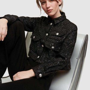 Maje Black Tweed Jacket and shorts